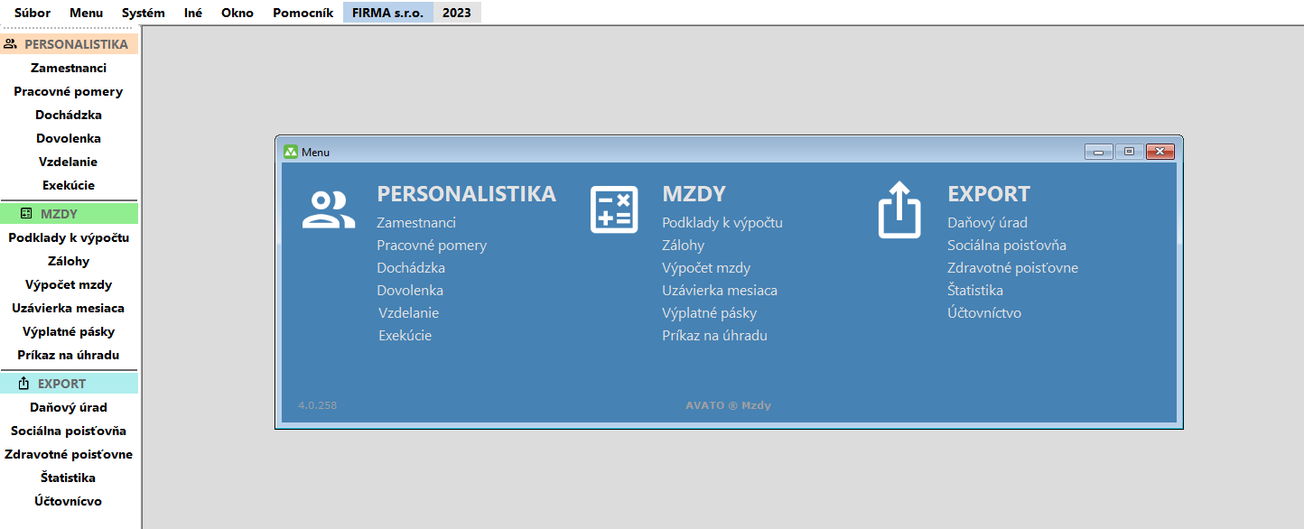 Ukážka personalistického modulu AVATO Mzdy